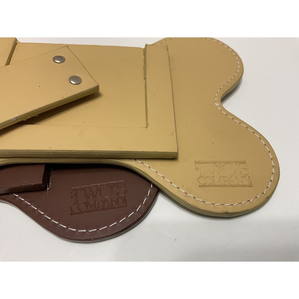 Two's Company Dog Bone Picture Frames Set‎ of 2 Faux Leather Brown Tan Stitched - Picture 5 of 6